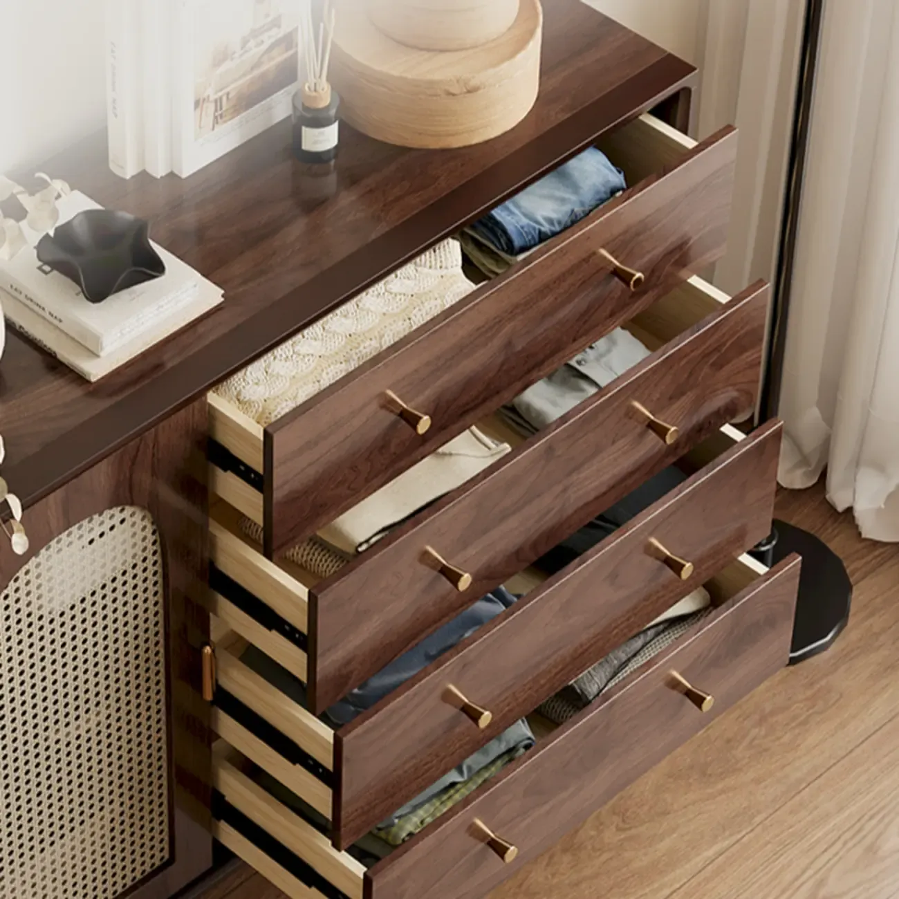 Retro Brown Accent Cabinet for Parlor with 6 Size Options Image - 7