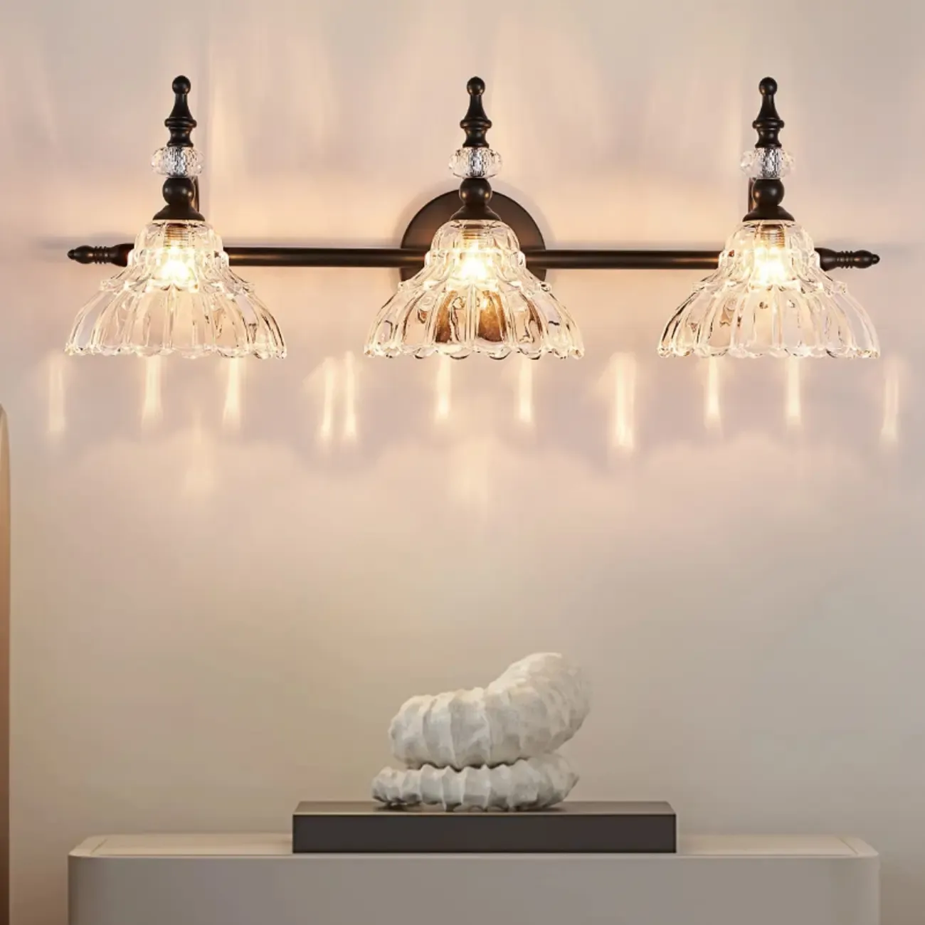 Vintage Glass Shade Vanity Light for Bathroom Image - 17