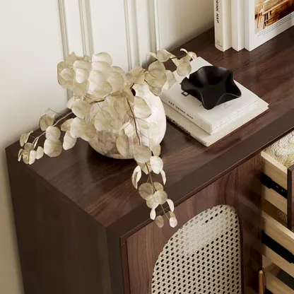 Retro Brown Accent Cabinet for Parlor with 6 Size Options Image - 9