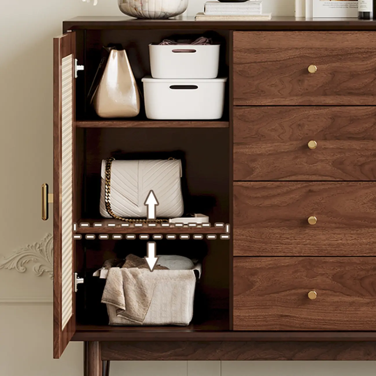 Retro Brown Accent Cabinet for Parlor with 6 Size Options Image - 10 | homeyfad