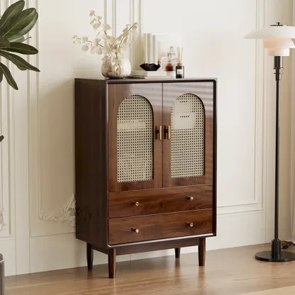 Retro Brown Accent Cabinet for Parlor with 6 Size Options Image - 12
