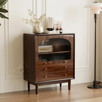 Retro Brown Accent Cabinet for Parlor with 6 Size Options Image - 13