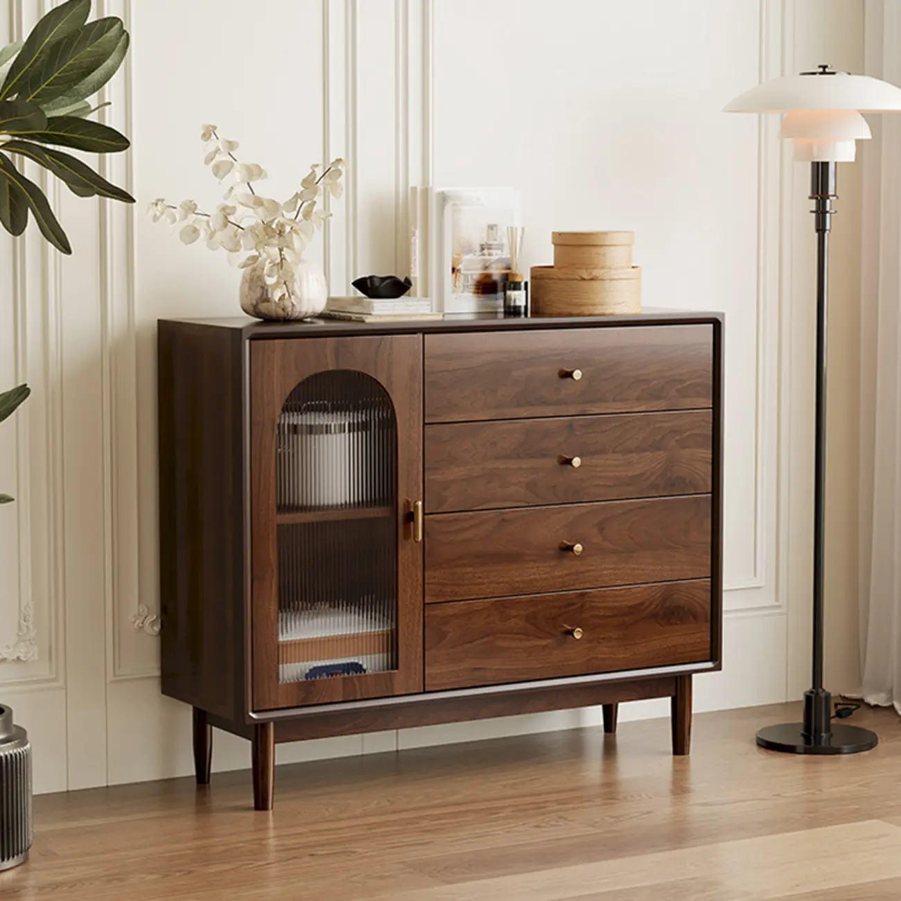 Retro Brown Accent Cabinet for Parlor with 6 Size Options Image - 14 | homeyfad