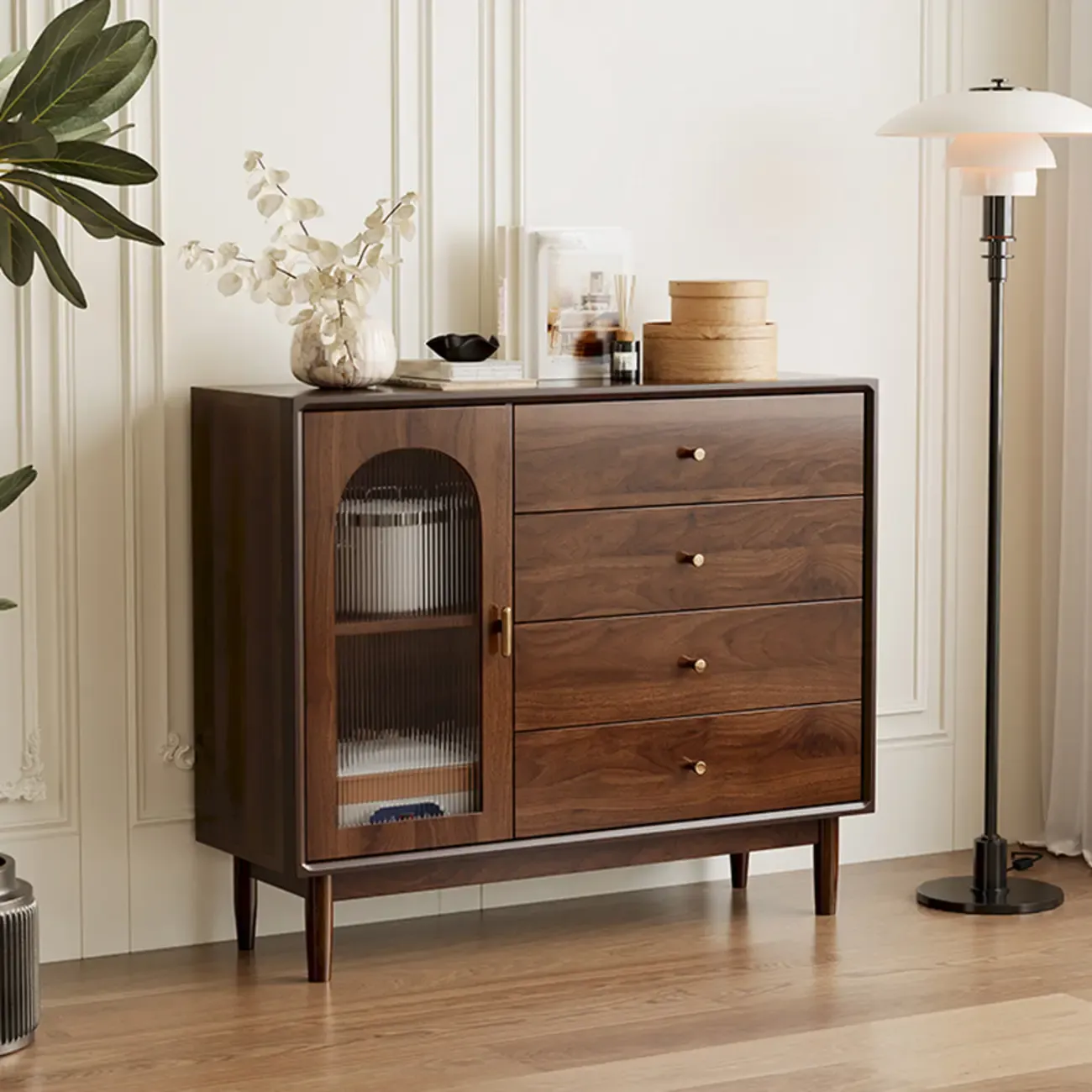 Retro Brown Accent Cabinet for Parlor with 6 Size Options Image - 14