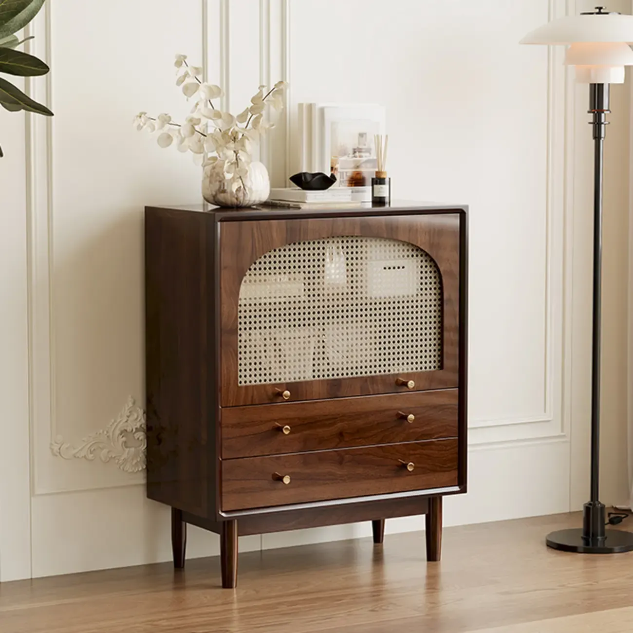 Retro Brown Accent Cabinet for Parlor with 6 Size Options Image - 15