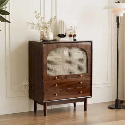 Retro Brown Accent Cabinet for Parlor with 6 Size Options Image - 15