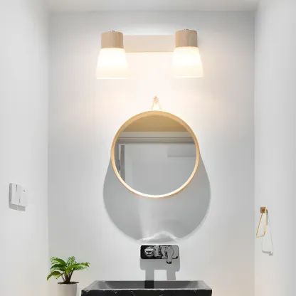 Modern LED Bathroom Vanity Light Fixture with Wood Accent Image - 1