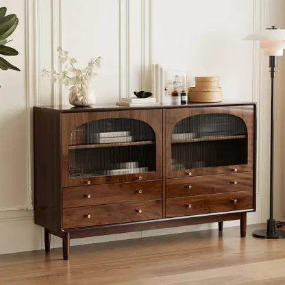 Retro Brown Accent Cabinet for Parlor with 6 Size Options Image - 16