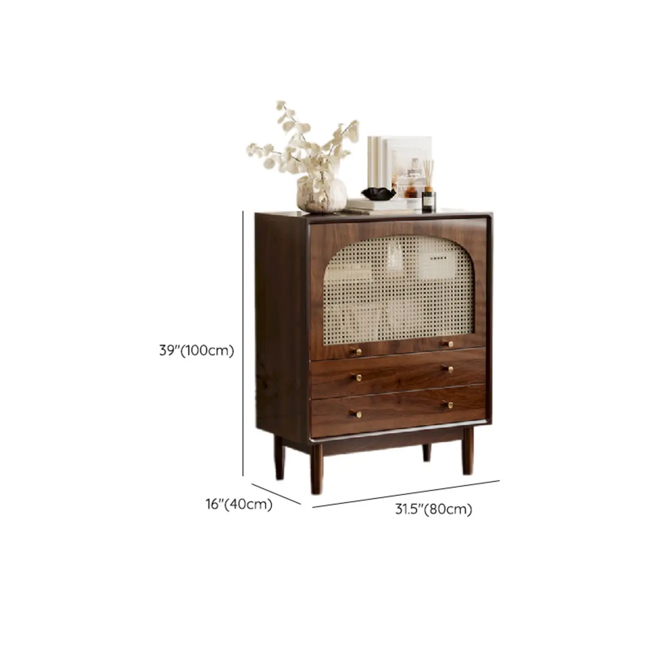 Retro Brown Accent Cabinet for Parlor with 6 Size Options #size