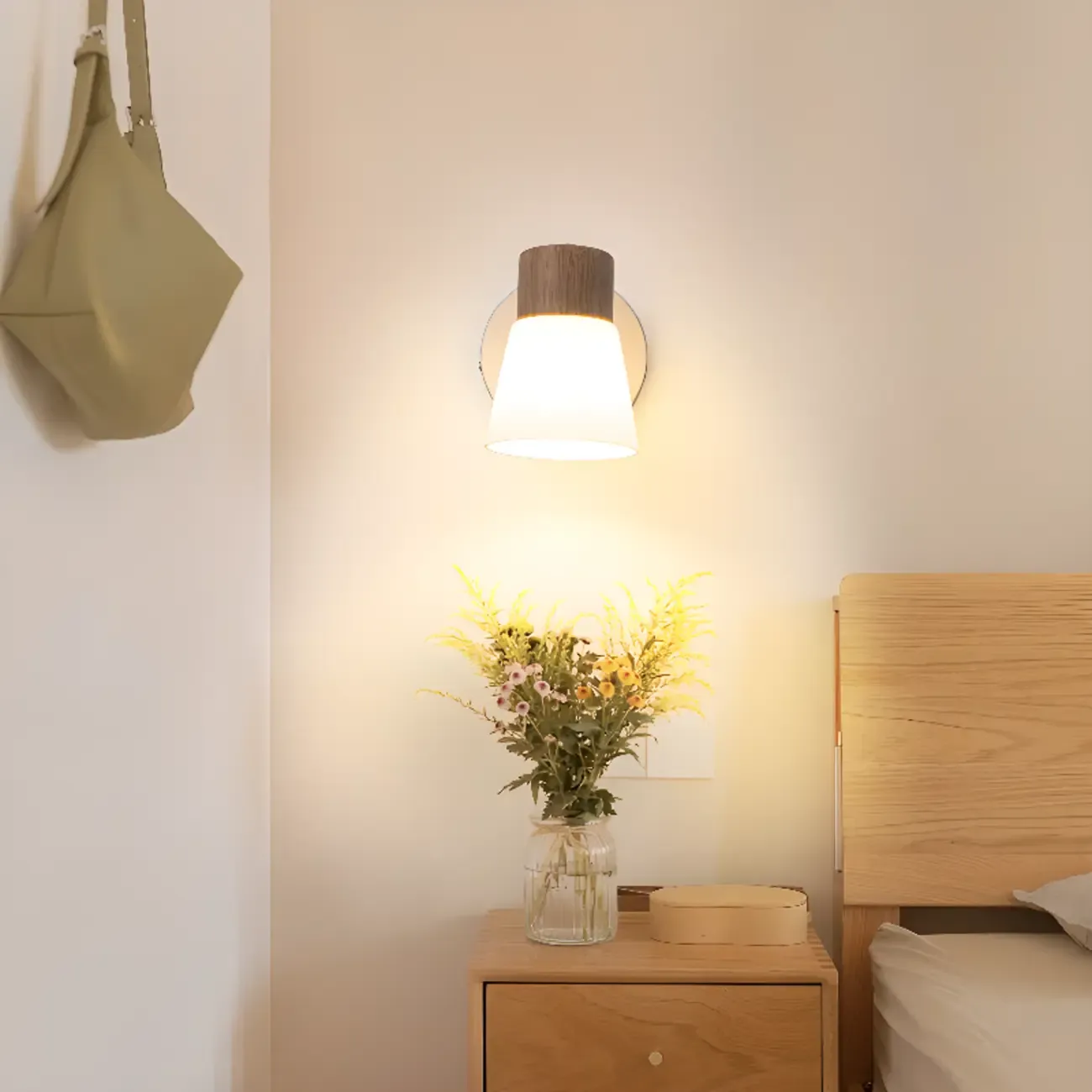 Modern LED Bathroom Vanity Light Fixture with Wood Accent Image - 6