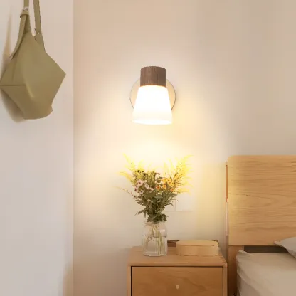 Modern LED Bathroom Vanity Light Fixture with Wood Accent Image - 6