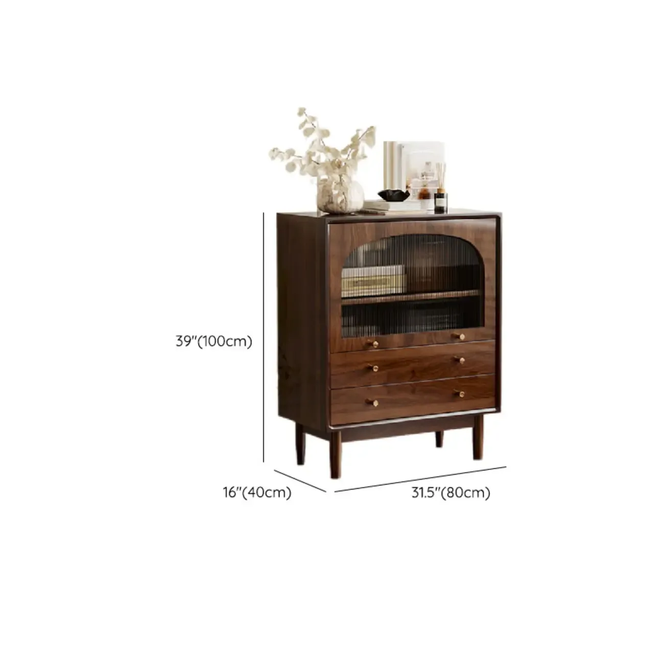 Retro Brown Accent Cabinet for Parlor with 6 Size Options Image - 23
