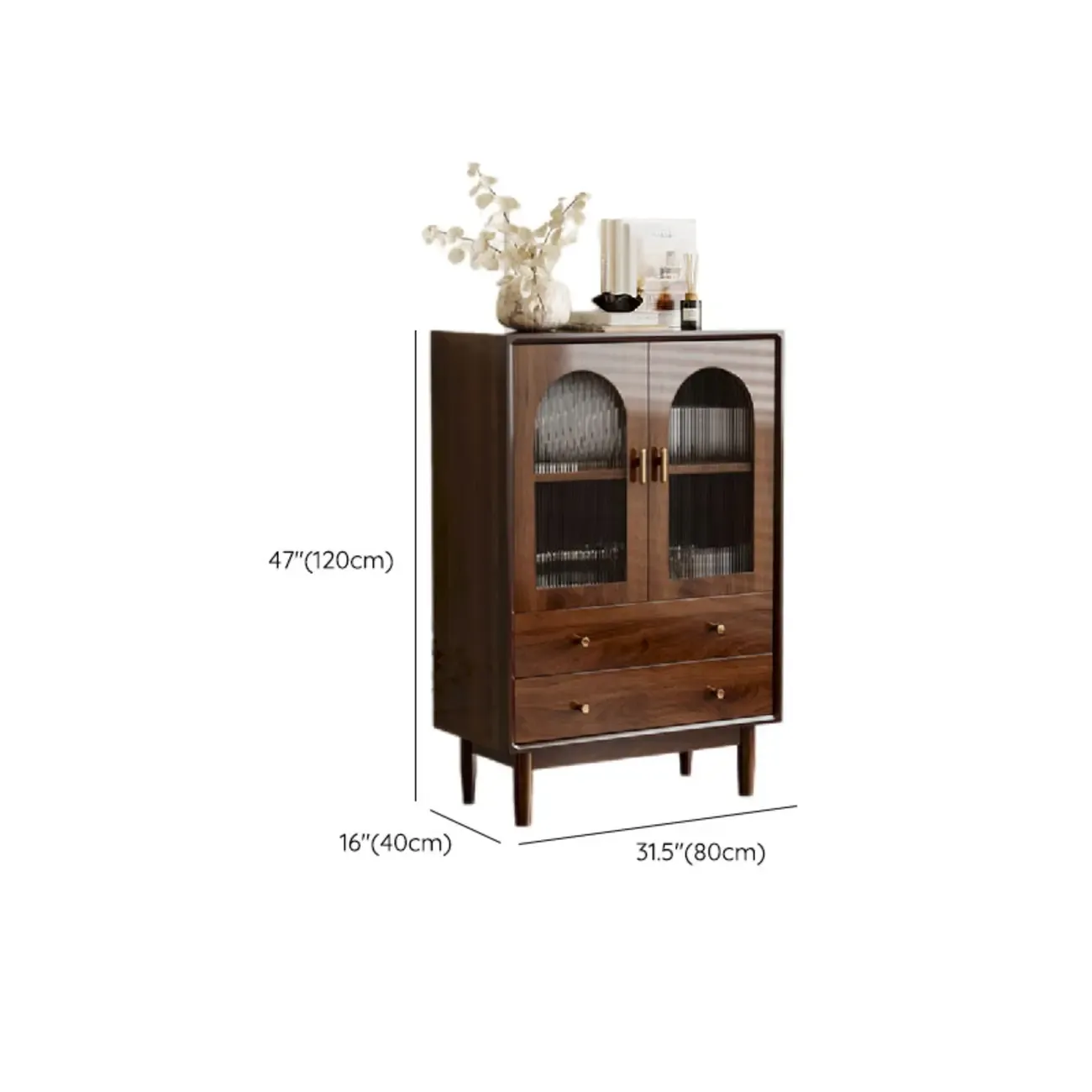 Retro Brown Accent Cabinet for Parlor with 6 Size Options Image - 24
