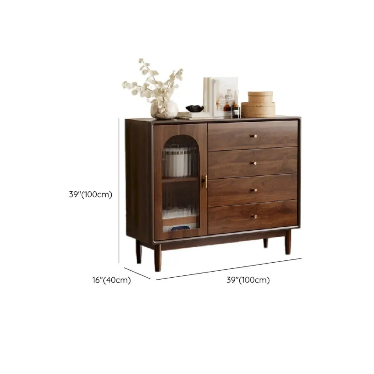 Retro Brown Accent Cabinet for Parlor with 6 Size Options Image - 25