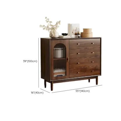 Retro Brown Accent Cabinet for Parlor with 6 Size Options Image - 27