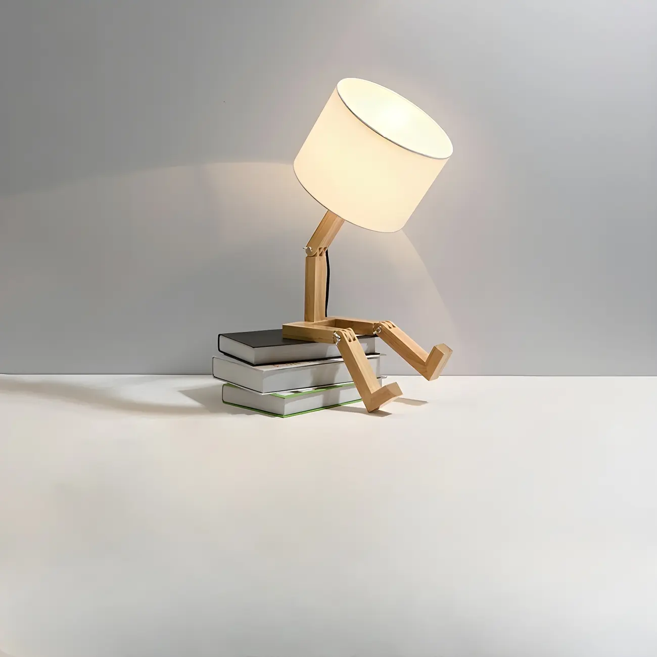 Unique Wood Table Lamp with Book Storage for Living Room Image - 2 | homeyfad