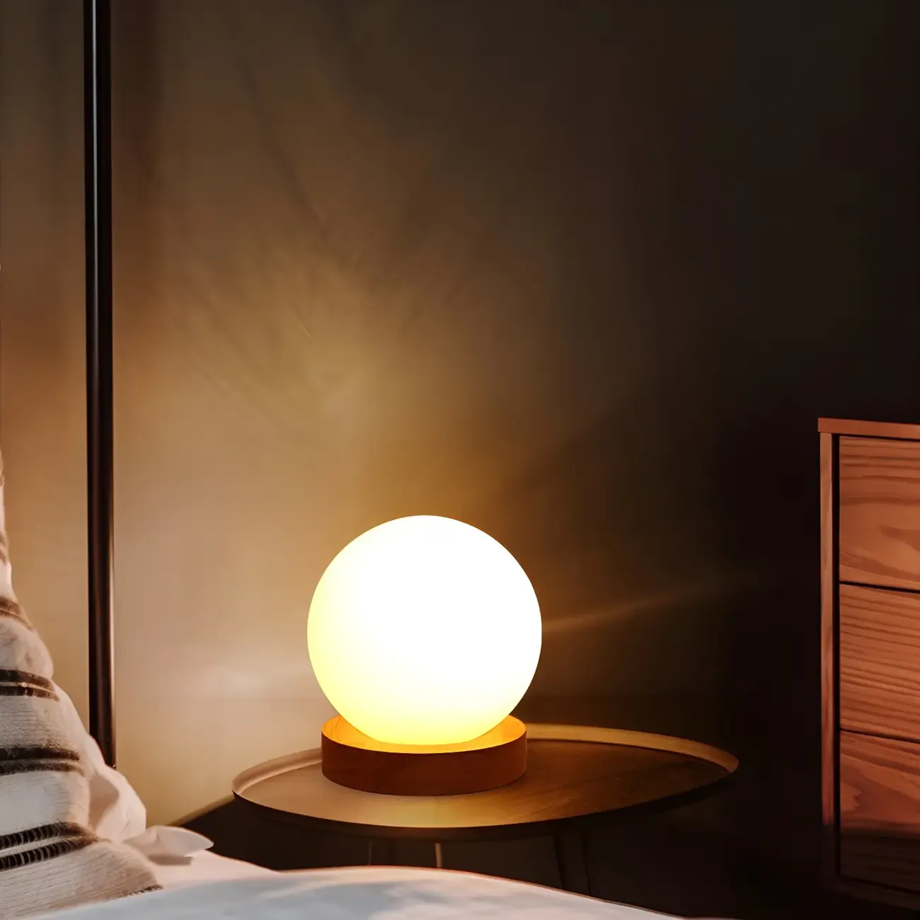 Creative House-Shaped Wooden Bedside Lamp Image - 4