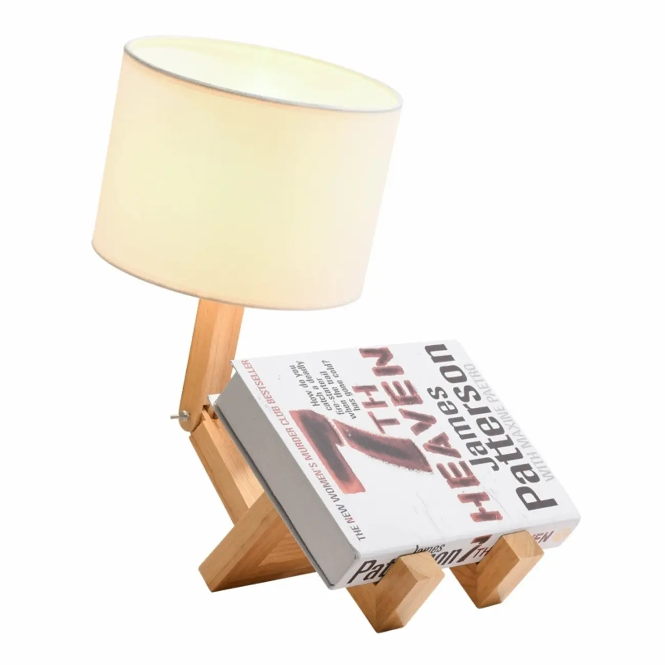 Unique Wood Table Lamp with Book Storage for Living Room Image - 6 | homeyfad