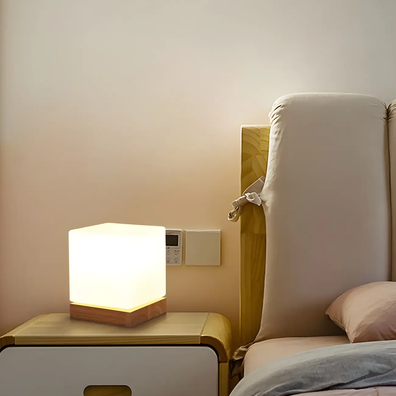 Creative House-Shaped Wooden Bedside Lamp Image - 6