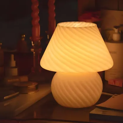 Compact Glass Table Lamp with Spiral Pattern for Residential Image - 1