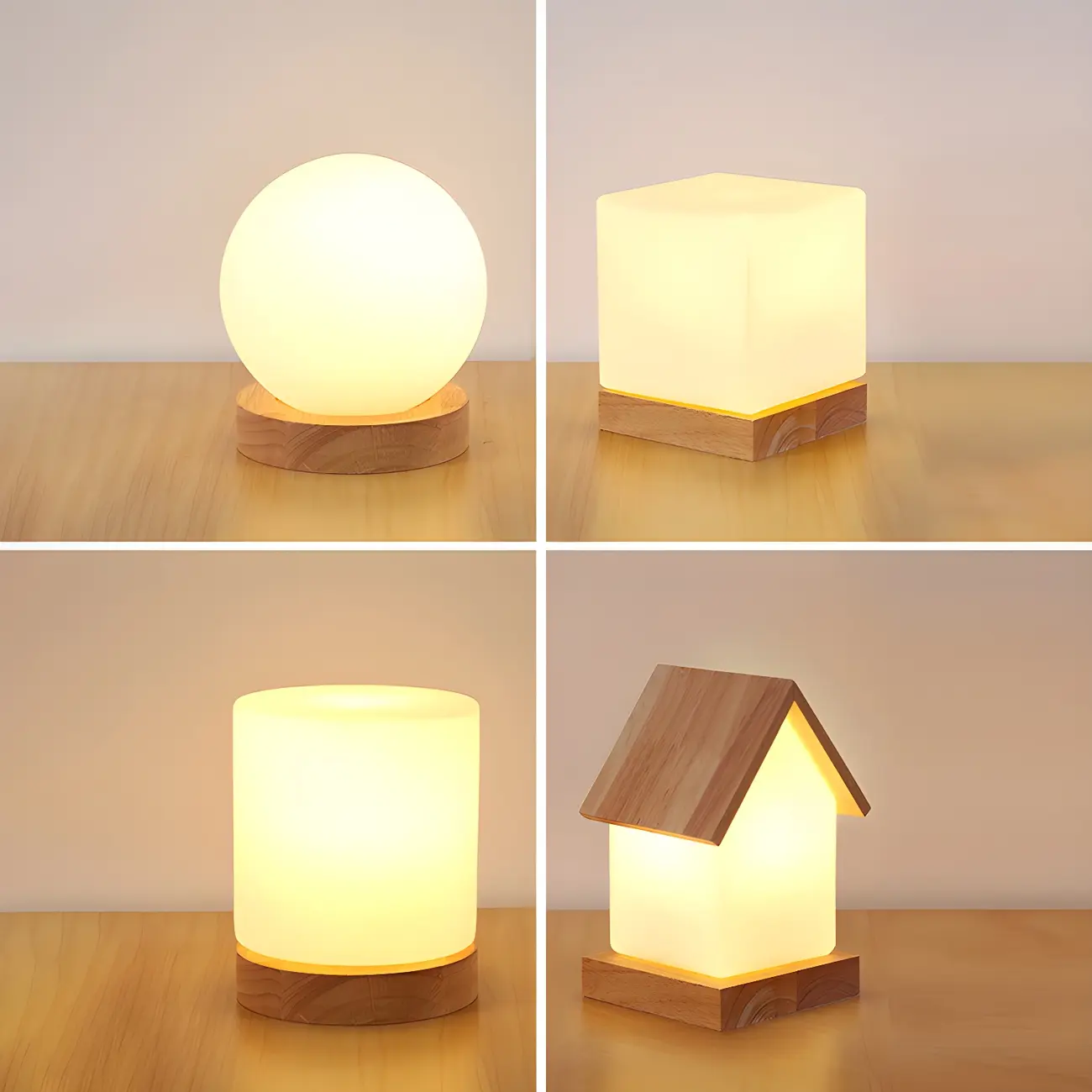 Creative House-Shaped Wooden Bedside Lamp Image - 7 | homeyfad