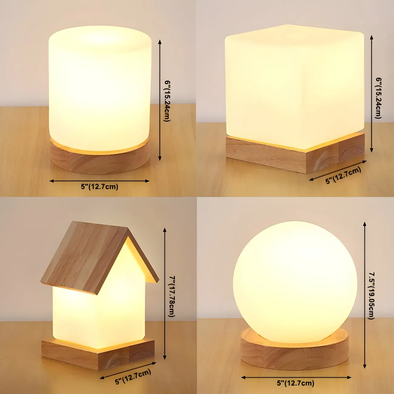 Creative House-Shaped Wooden Bedside Lamp Image - 9