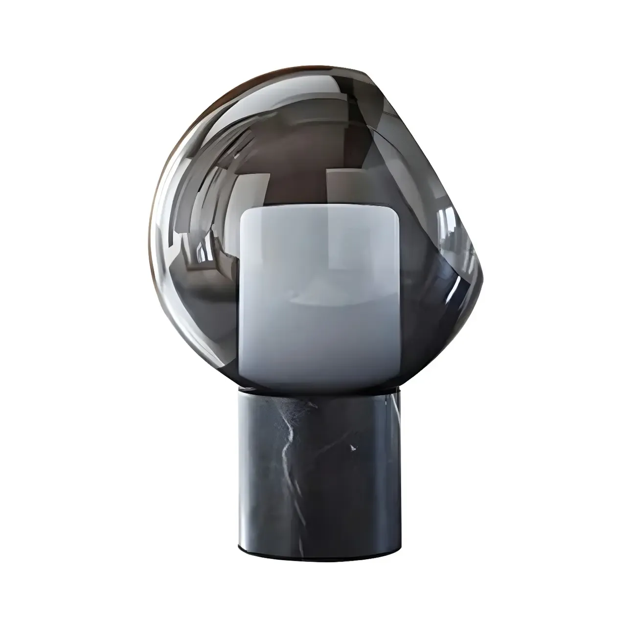 Modern Smoke Grey Glass Dome Table Lamp for Bedroom  Image - 5