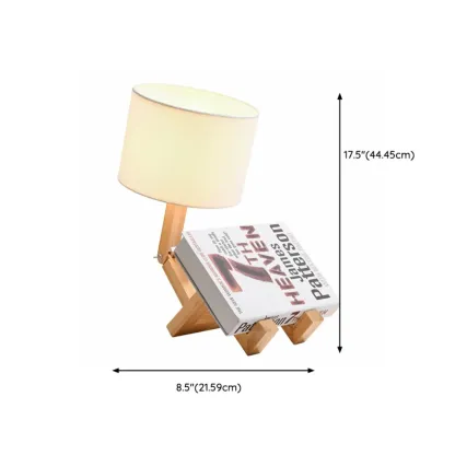 Unique Wood Table Lamp with Book Storage for Living Room #size