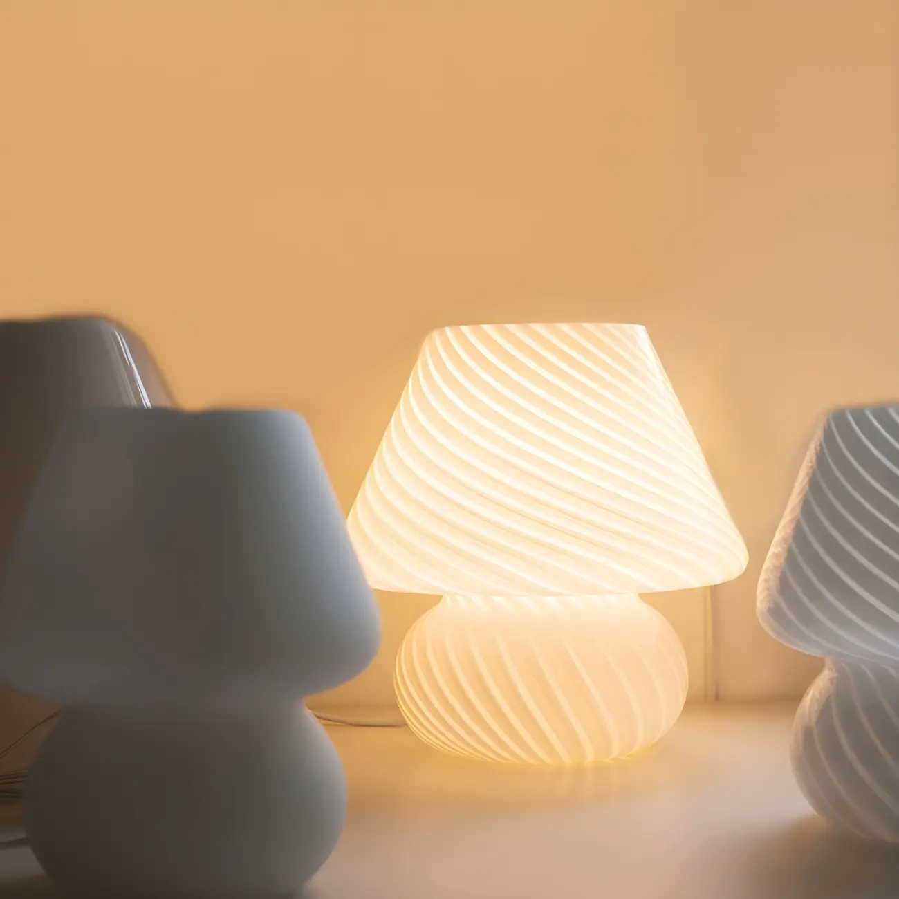 Compact Glass Table Lamp with Spiral Pattern for Residential Image - 6 | homeyfad