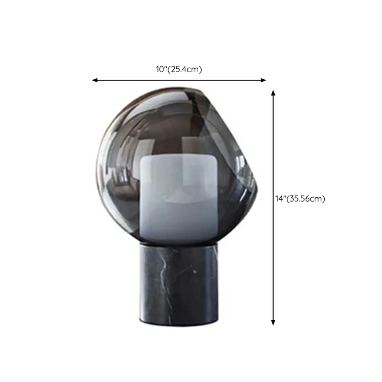 Modern Smoke Grey Glass Dome Table Lamp for Bedroom  #size | homeyfad