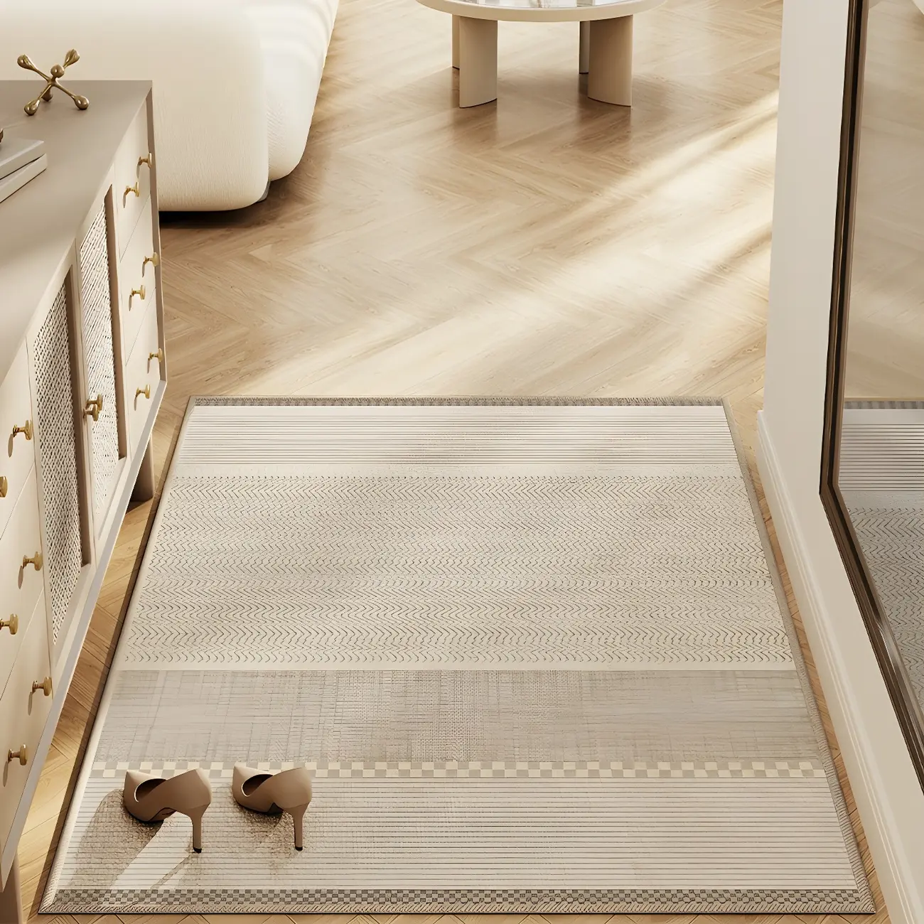 Modern Rubber Geometric Patterned Square Area Rug Image - 1 | homeyfad