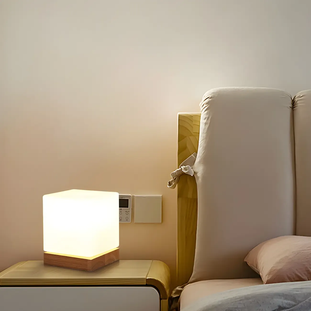 Creative House-Shaped Wooden Bedside Lamp Image - 16