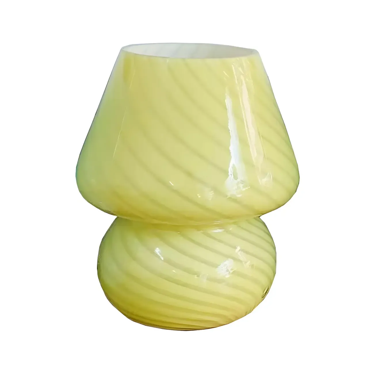 Compact Glass Table Lamp with Spiral Pattern for Residential Image - 10