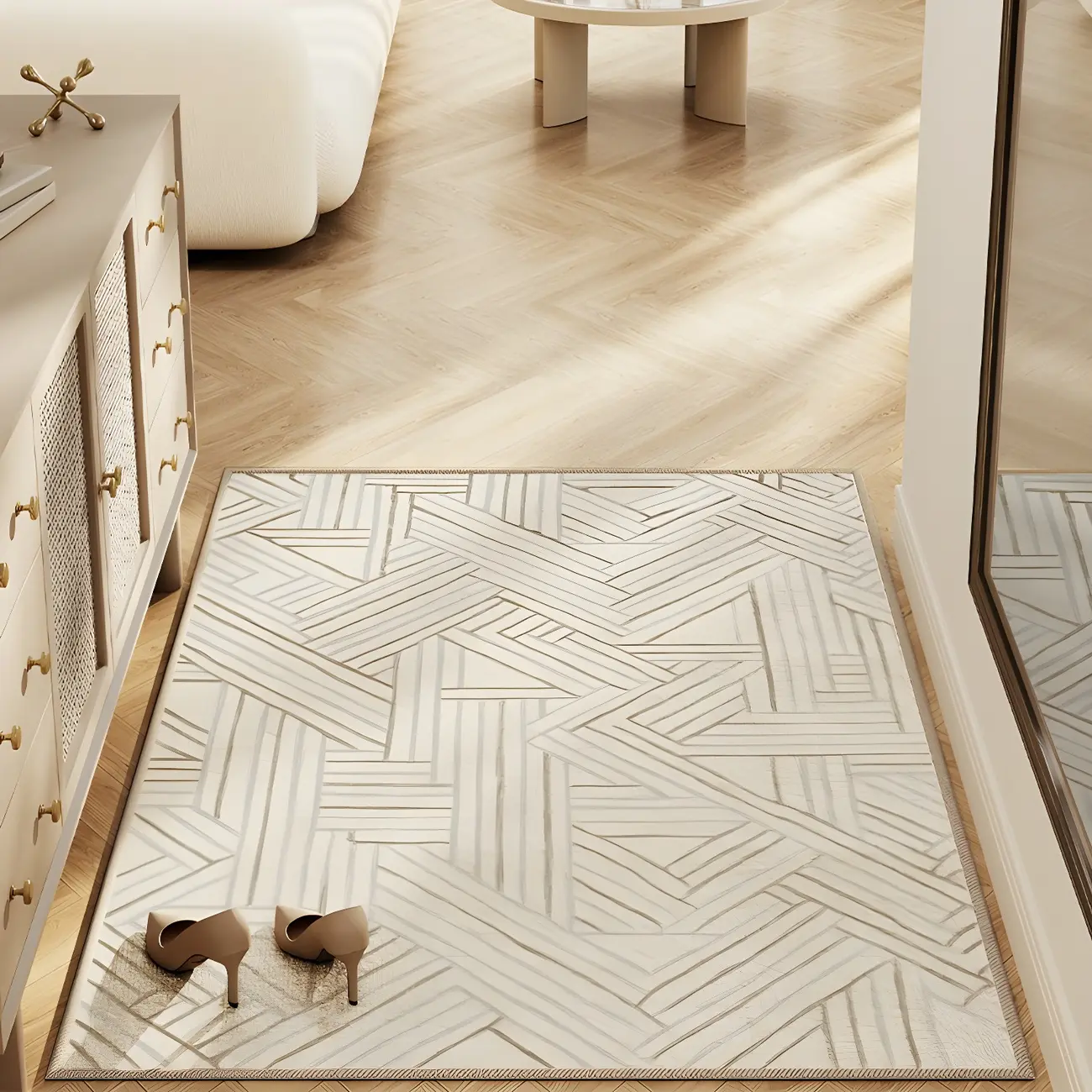 Modern Rubber Geometric Patterned Square Area Rug Image - 2 | homeyfad
