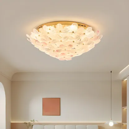  Artistic Glass Flower Flush Ceiling Light for Living Room Decor  Image - 1