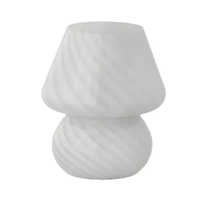 Compact Glass Table Lamp with Spiral Pattern for Residential Image - 15