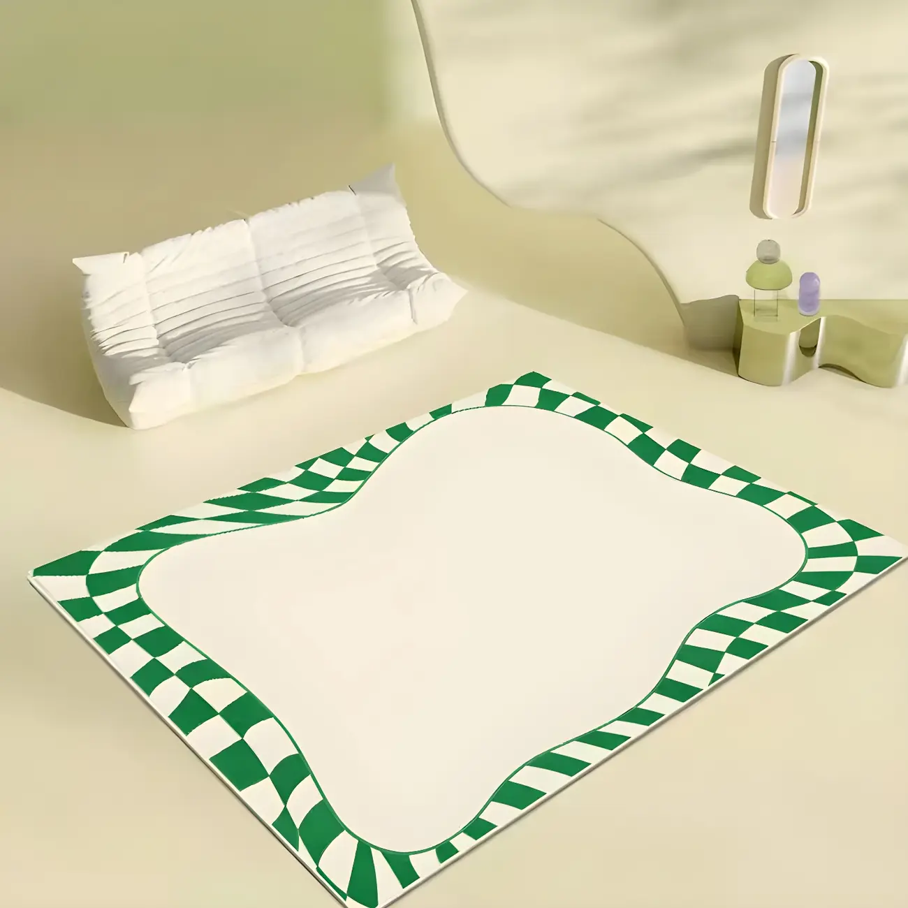 Indoor Modern Polyester Checkered Rectangle Area Rug Image - 2 | homeyfad