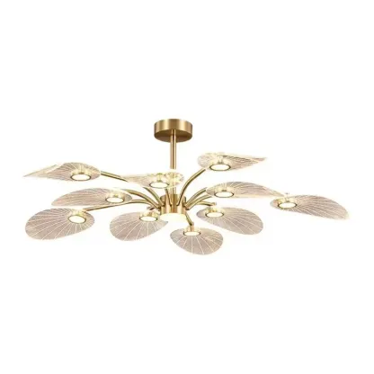 Luxury Leaf-Shaped Semi Flush LED Ceiling Light for Bedroom Image - 5