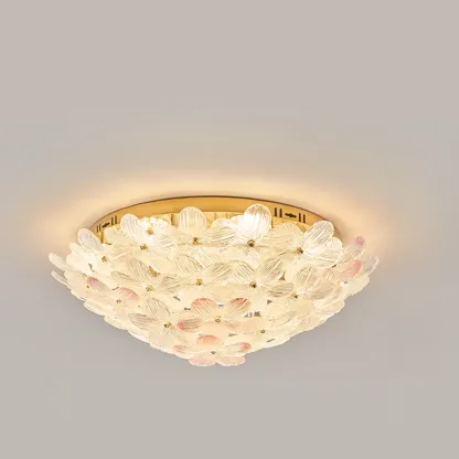  Artistic Glass Flower Flush Ceiling Light for Living Room Decor  Image - 2