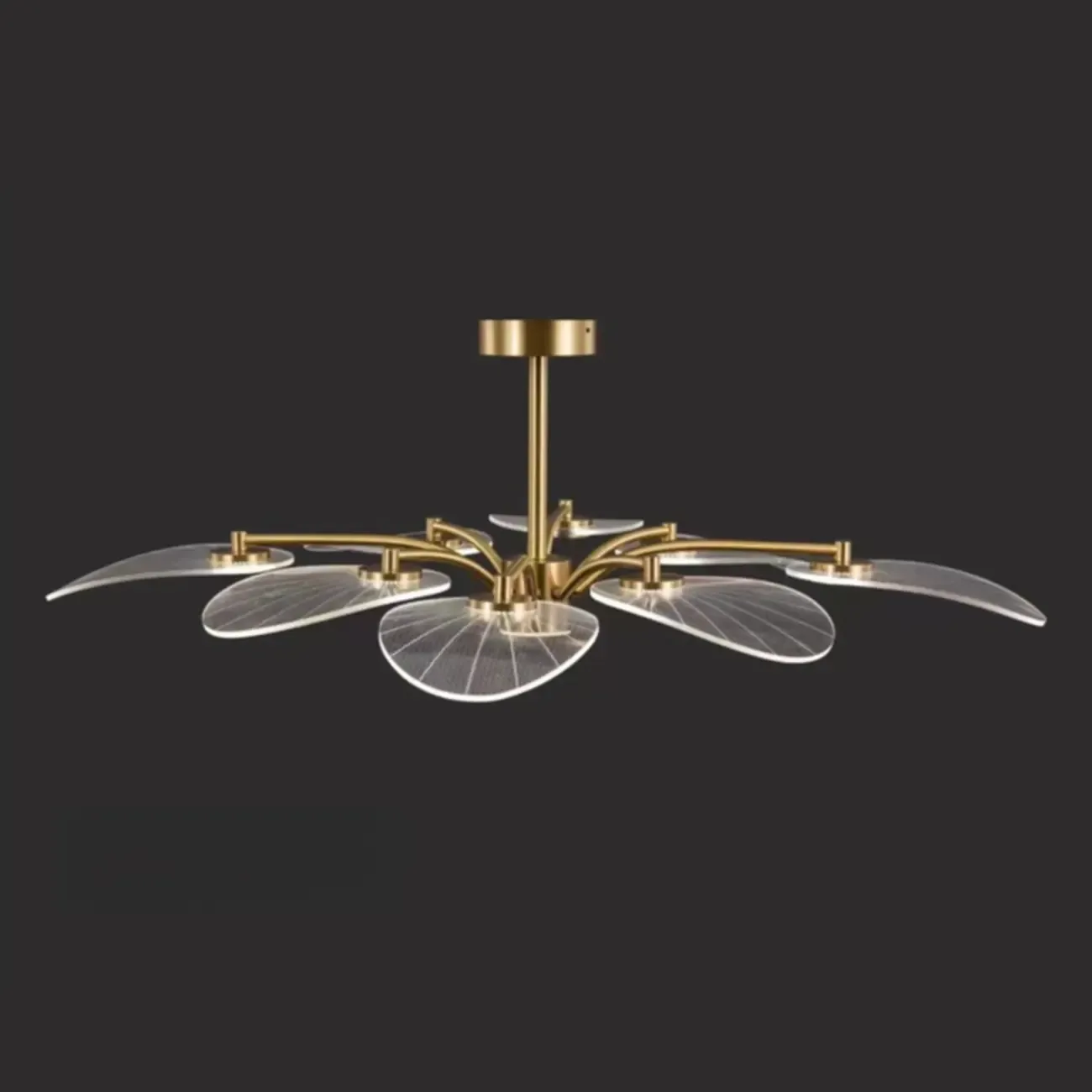 Luxury Leaf-Shaped Semi Flush LED Ceiling Light for Bedroom Image - 6