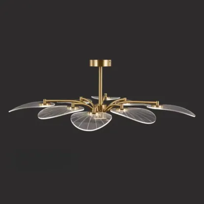 Luxury Leaf-Shaped Semi Flush LED Ceiling Light for Bedroom Image - 6