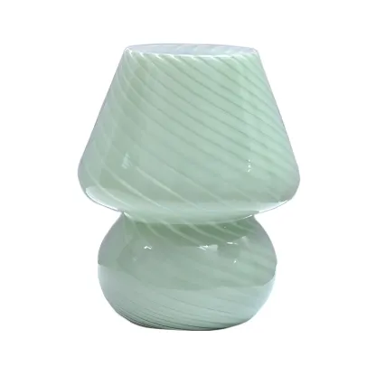 Compact Glass Table Lamp with Spiral Pattern for Residential Image - 16