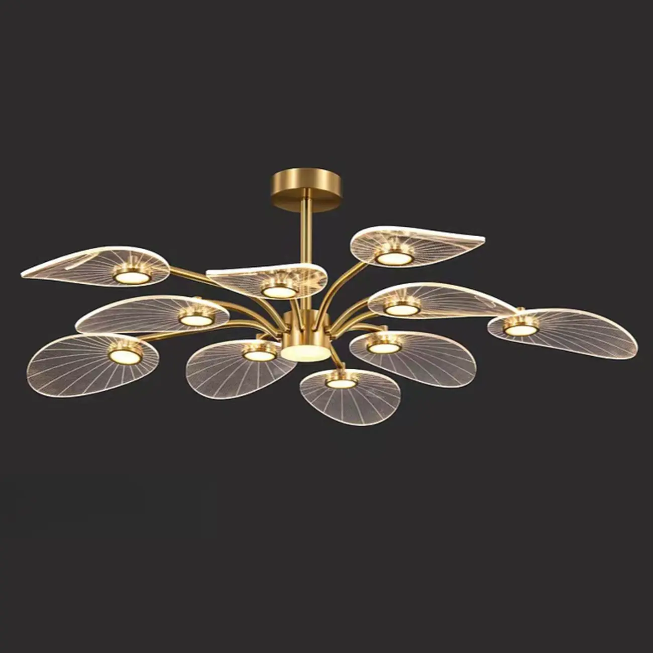 Luxury Leaf-Shaped Semi Flush LED Ceiling Light for Bedroom Image - 7 | homeyfad