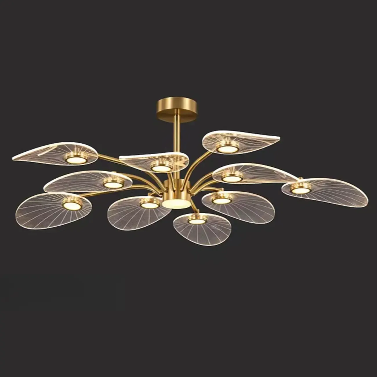 Luxury Leaf-Shaped Semi Flush LED Ceiling Light for Bedroom Image - 7