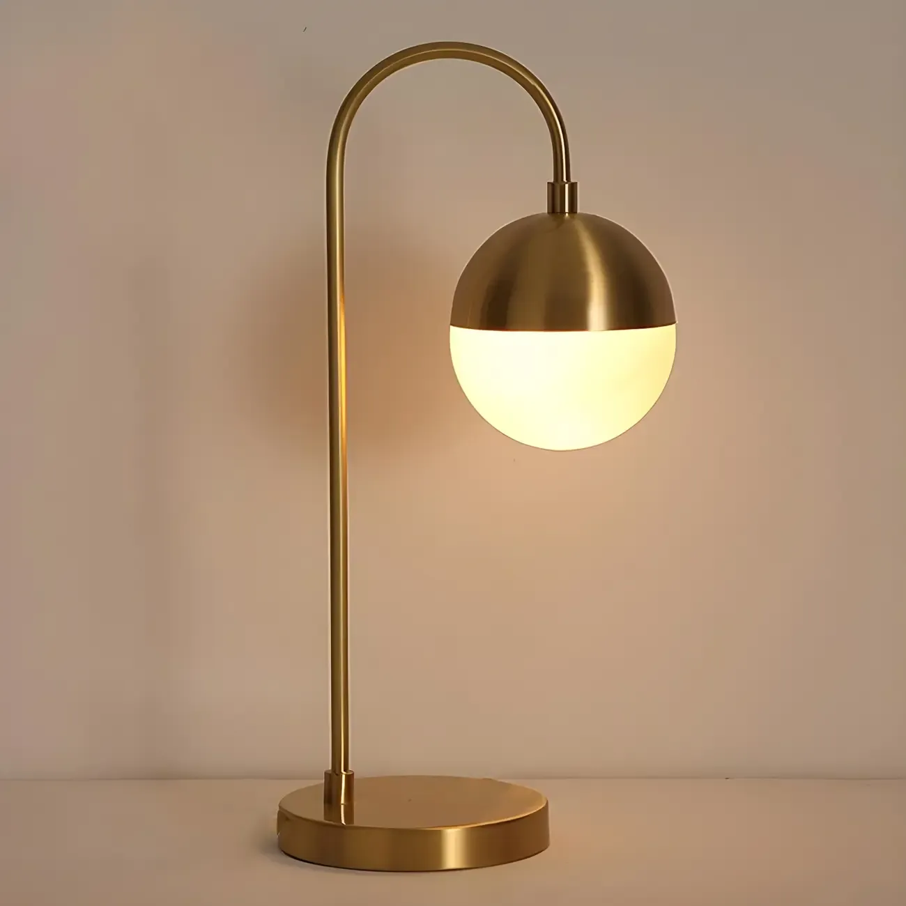 Modern Glass Globe Table Lamp Golden Base for Bedroom Image - 3