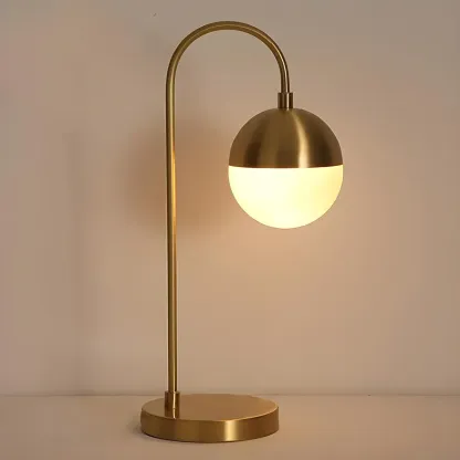 Modern Glass Globe Table Lamp Golden Base for Bedroom Image - 3