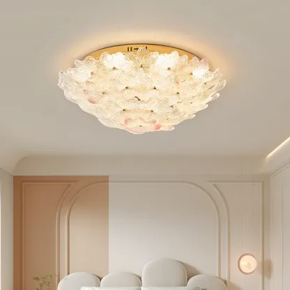 Artistic Glass Flower Flush Ceiling Light for Living Room Decor  Image - 4
