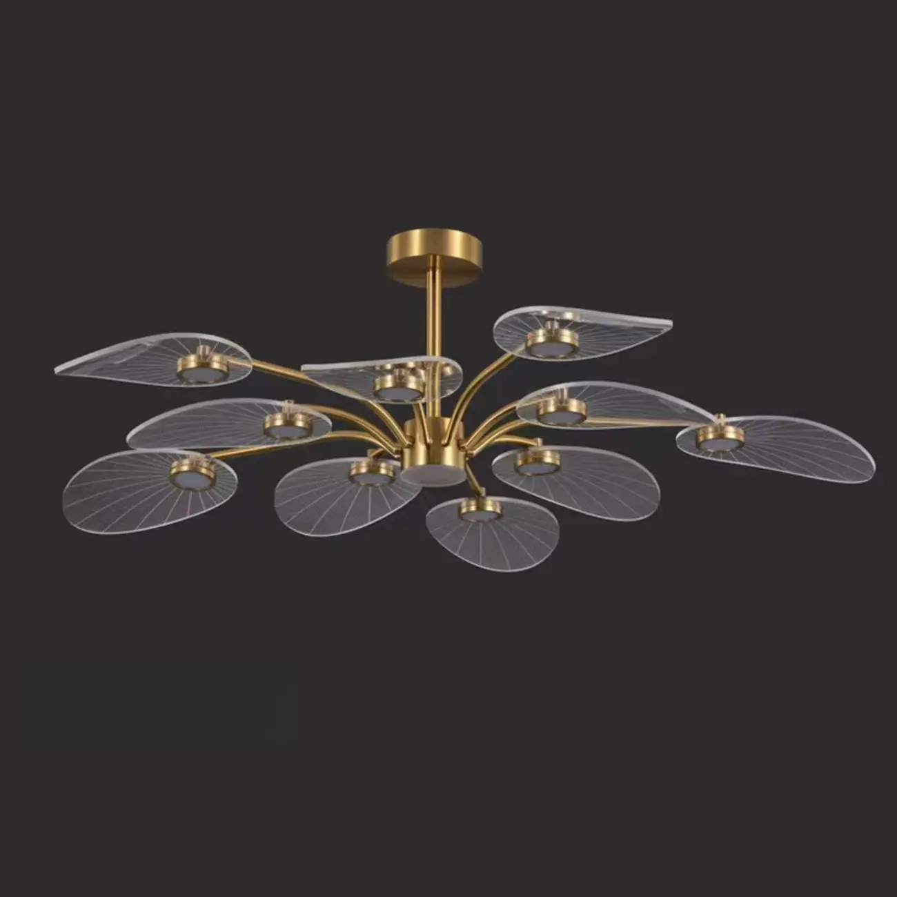 Luxury Leaf-Shaped Semi Flush LED Ceiling Light for Bedroom Image - 8 | homeyfad