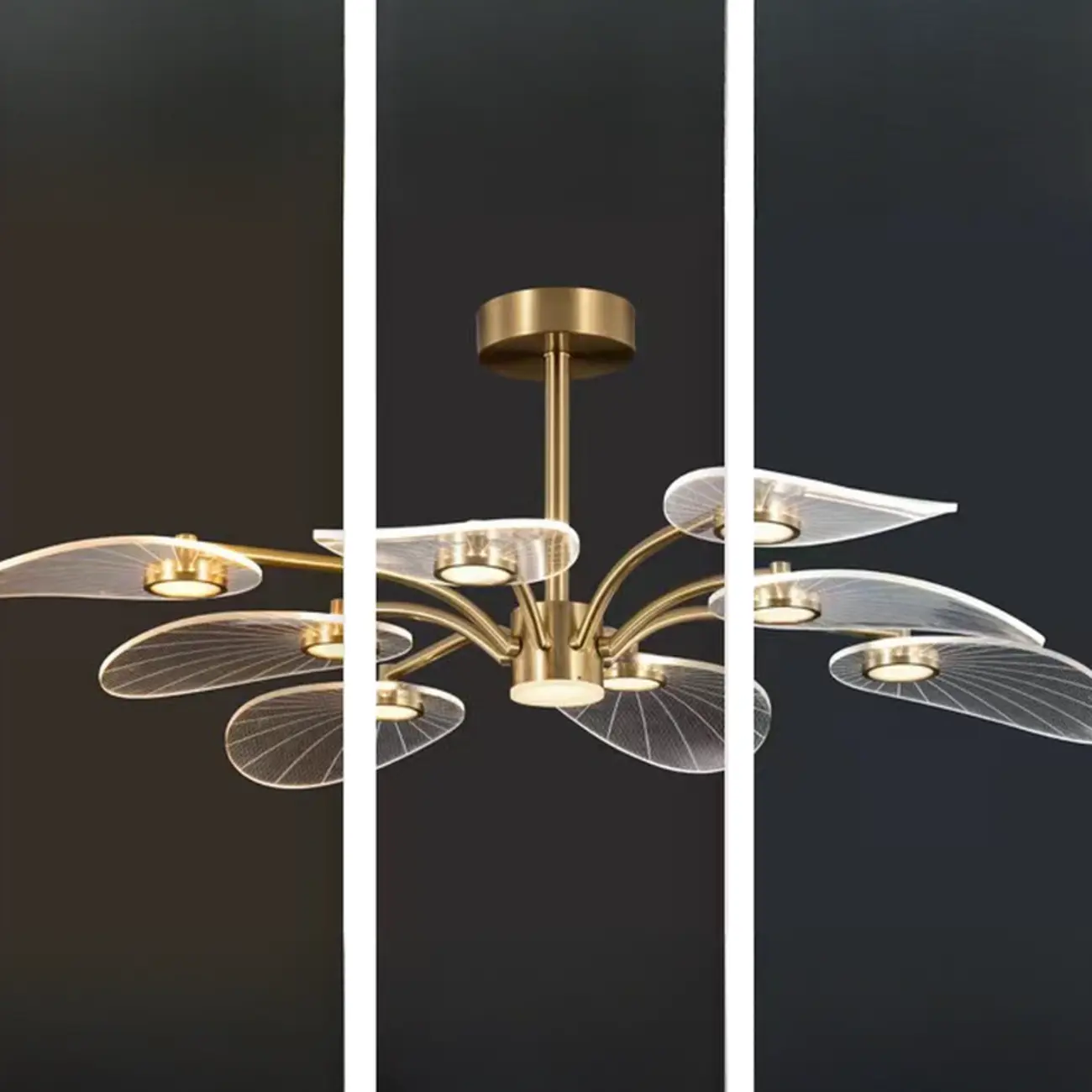 Luxury Leaf-Shaped Semi Flush LED Ceiling Light for Bedroom Image - 9 | homeyfad