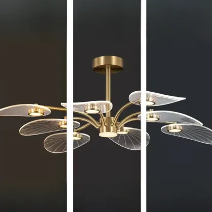 Luxury Leaf-Shaped Semi Flush LED Ceiling Light for Bedroom Image - 9